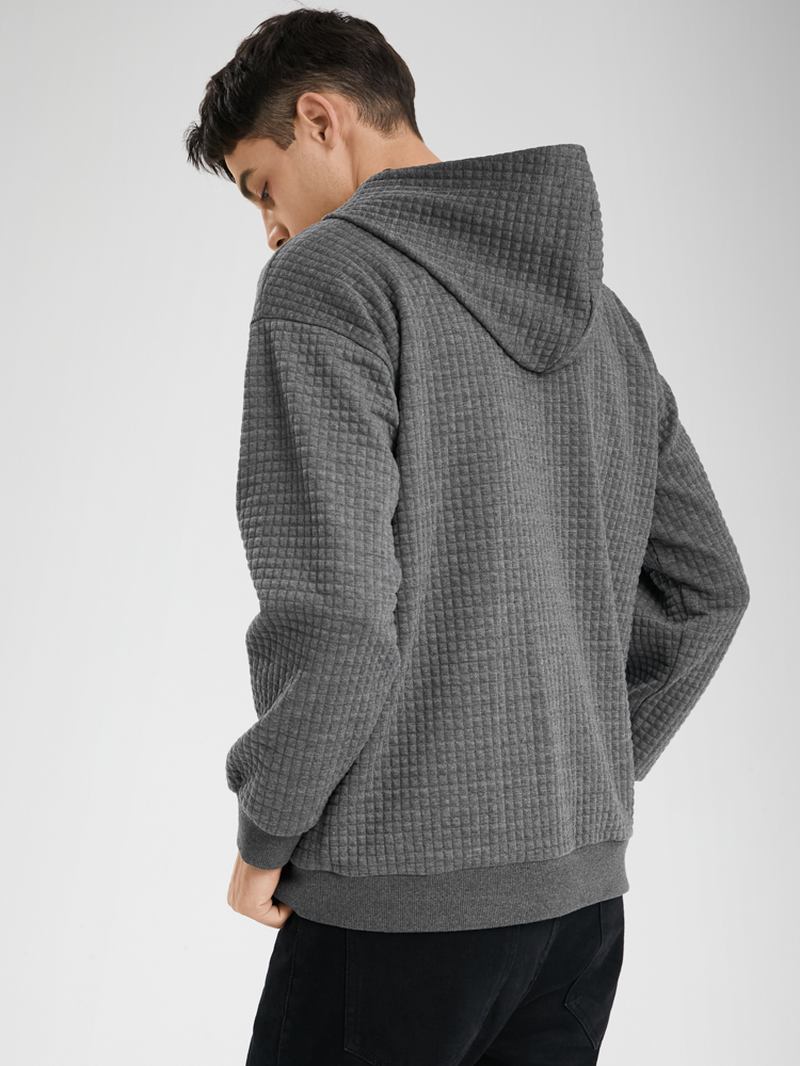 Menn Corduroy Solid Half Zip Enkel Drop Shoulder Fritids Hettegenser