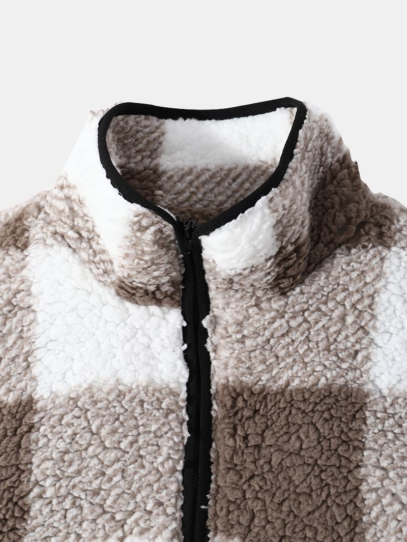 Menn Teddy Pullover Løs Halv Glidelås Snøring Hem Lapel Pullover Sweatshirt