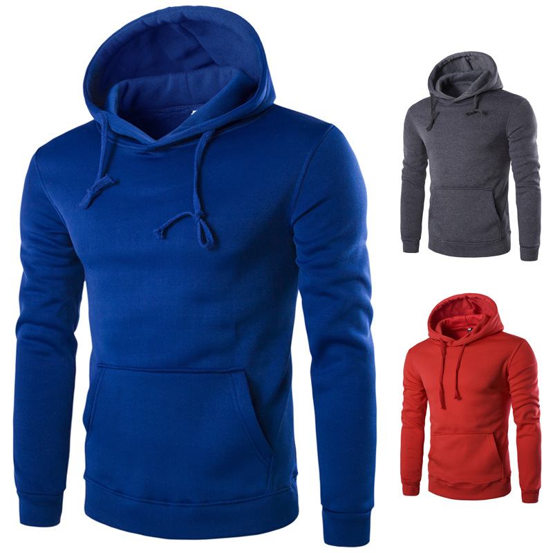 Pure Color Slim Herre Hette Langermet Uformell Enkel Pullover Genser