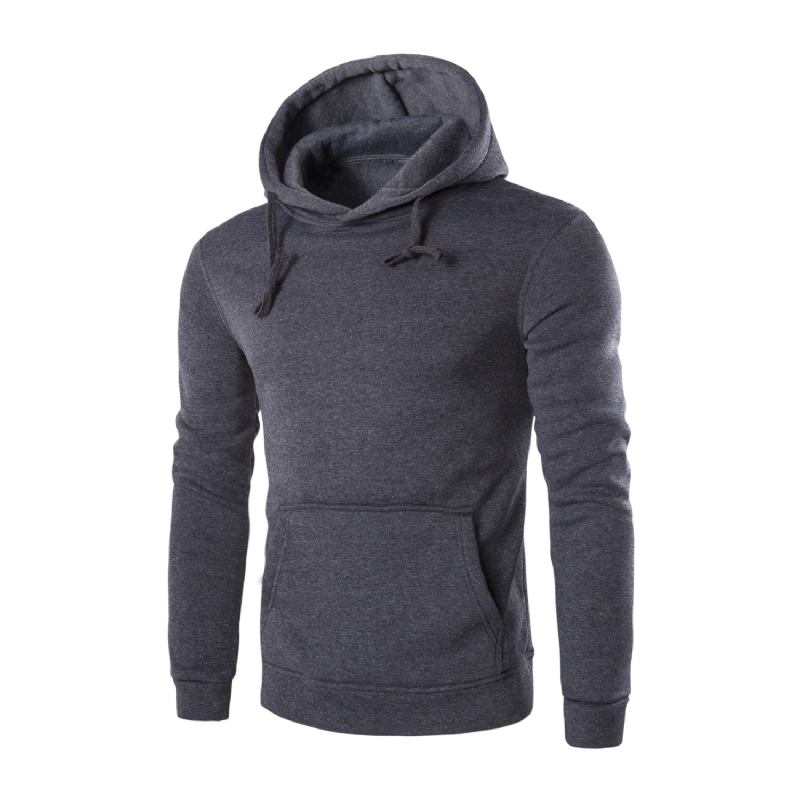 Pure Color Slim Herre Hette Langermet Uformell Enkel Pullover Genser