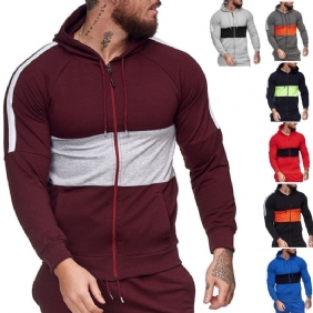 Slim Sport Cardigan Genser For Menn Color Block Mote Fritids Jakke Topper