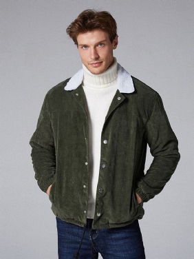 Herre Corduroy Borg-krage Langermet Fritids Jacket