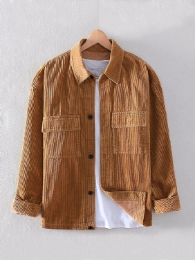 Herre Corduroy Dobbel Brystlommer Cargo Jacket