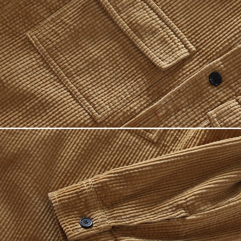 Herre Corduroy Dobbel Brystlommer Cargo Jacket