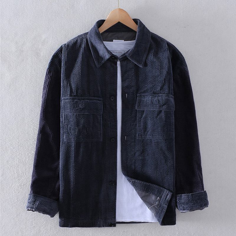 Herre Corduroy Dobbel Brystlommer Cargo Jacket