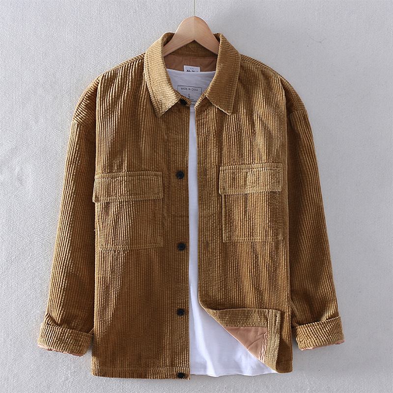 Herre Corduroy Dobbel Brystlommer Cargo Jacket