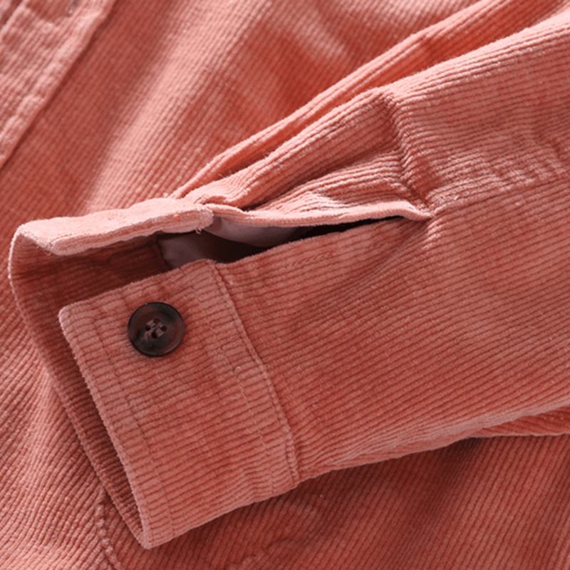 Herre Corduroy Vintage Multi Pockets Langermet Jakke