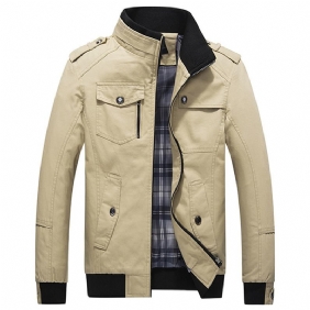 Herre Vår Høst Stand Collar Multi Pocket Outdoor Jacket