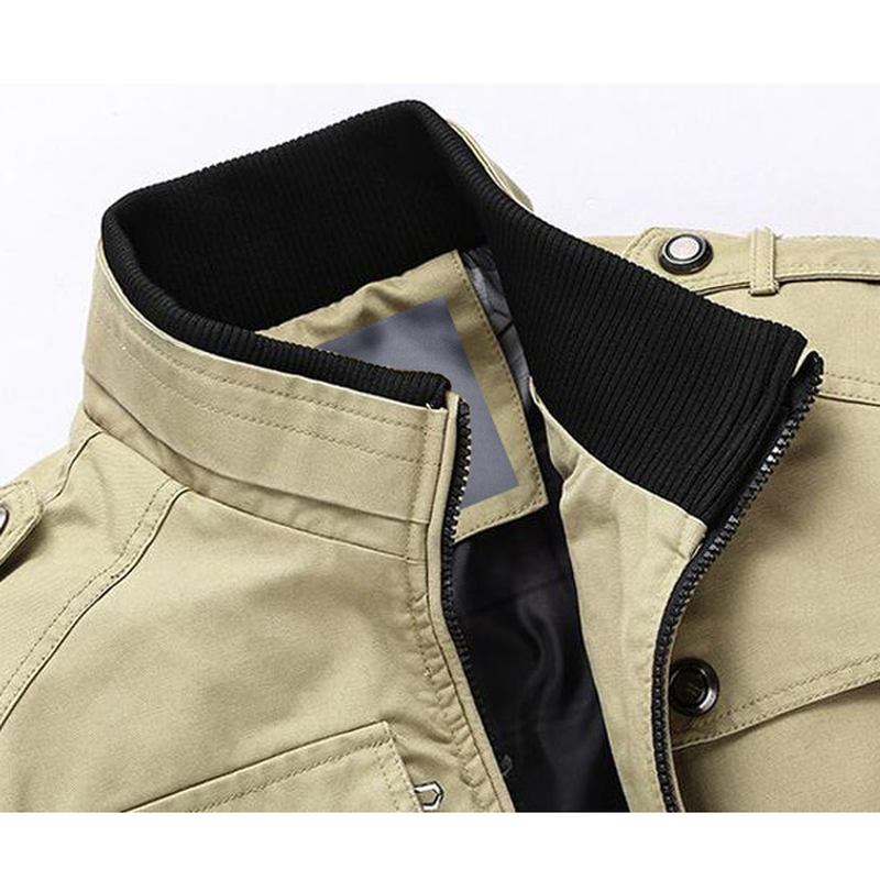 Herre Vår Høst Stand Collar Multi Pocket Outdoor Jacket