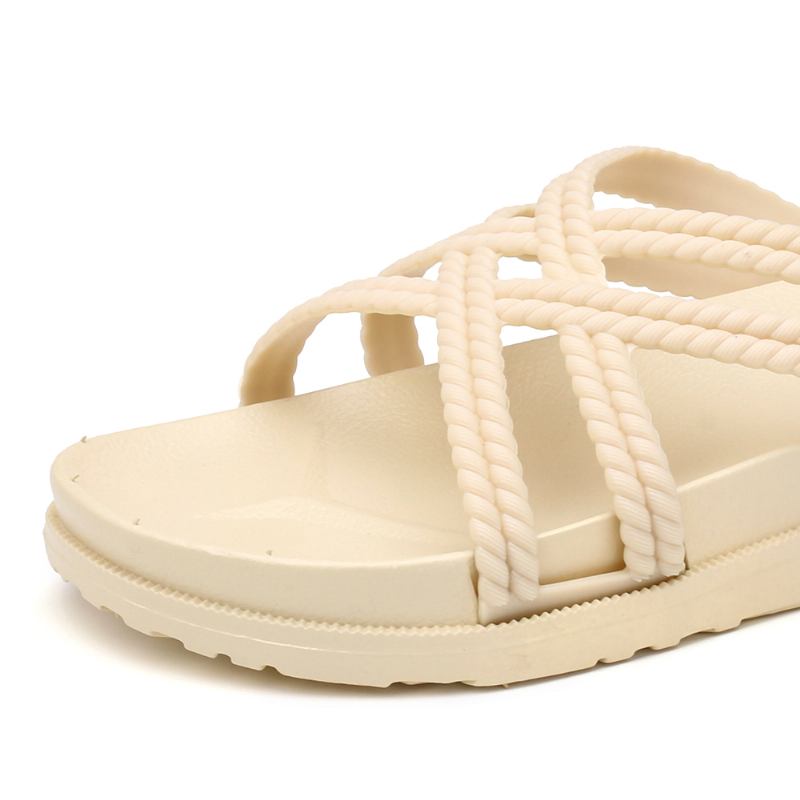 Kvinner Ensfarge Cross Band Hjem Flats Sandaler