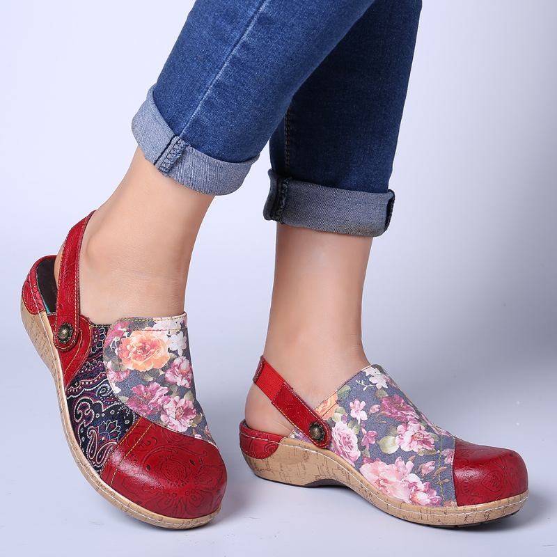 Kvinner Super Bloom Blomster Skjøting Retro Mønster Søm Slip On Flats