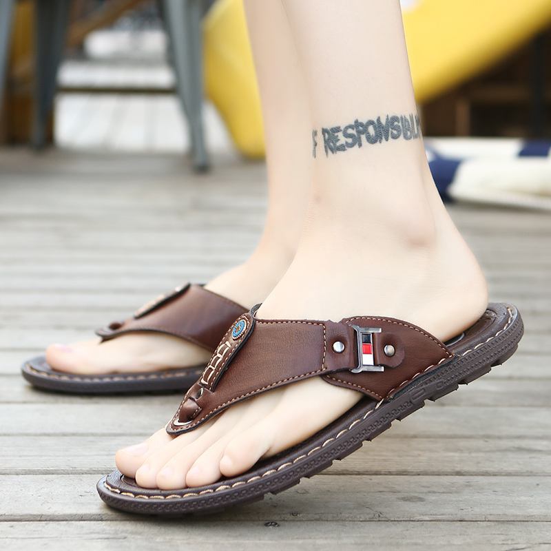 Menn Myk Såle Sklisikker Solid Flip Flops Fritids Tøfler