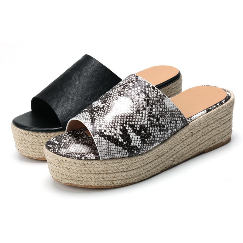 Serpentine Soft Komfortable Runde Toe Wedge-tøfler