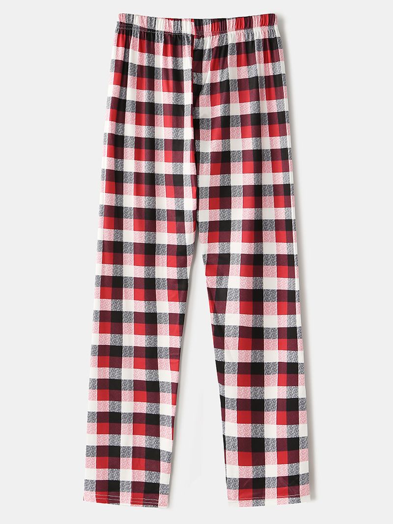 Christmas Style Kvinner Søt Elk Med Trykk Pullover Plaid Elastisk Løs Midjebukser Hjem Pyjamassett