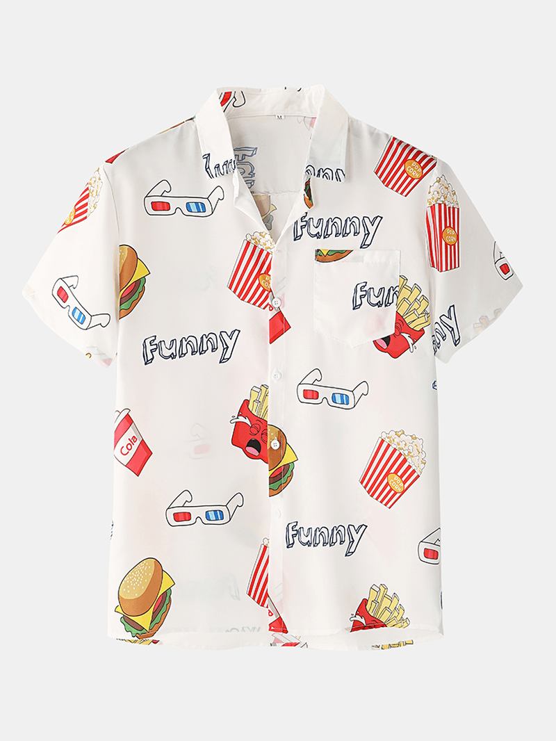 Herre Funny Fruit Hamburger Med Trykk Pyjamas Set To Deles Kortermet Sommer Natttøy