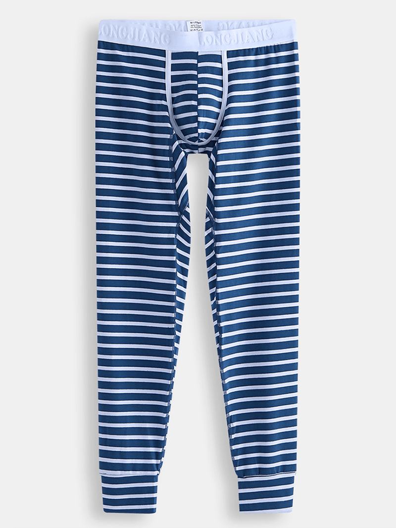 Herre Høst Vinter Stripete Termiske Bukser Long Johns Pyjamas