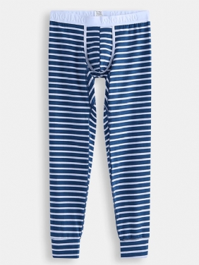 Herre Høst Vinter Stripete Termiske Bukser Long Johns Pyjamas