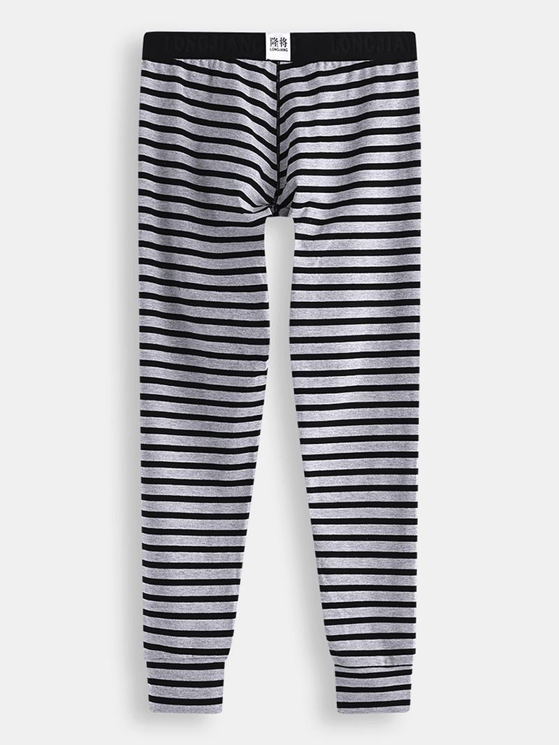 Herre Høst Vinter Stripete Termiske Bukser Long Johns Pyjamas