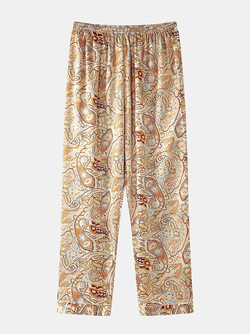 Herre Paisley Med Trykk Etnisk Stil Flap Pocket Langermet Home Fritids Pyjamas Set