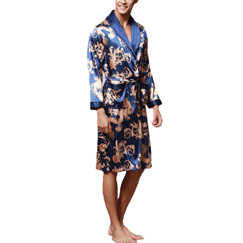 Herre Satin Silke Pyjamas Kimono Badekåpe Morgenkåpe Nattøy Loungewear