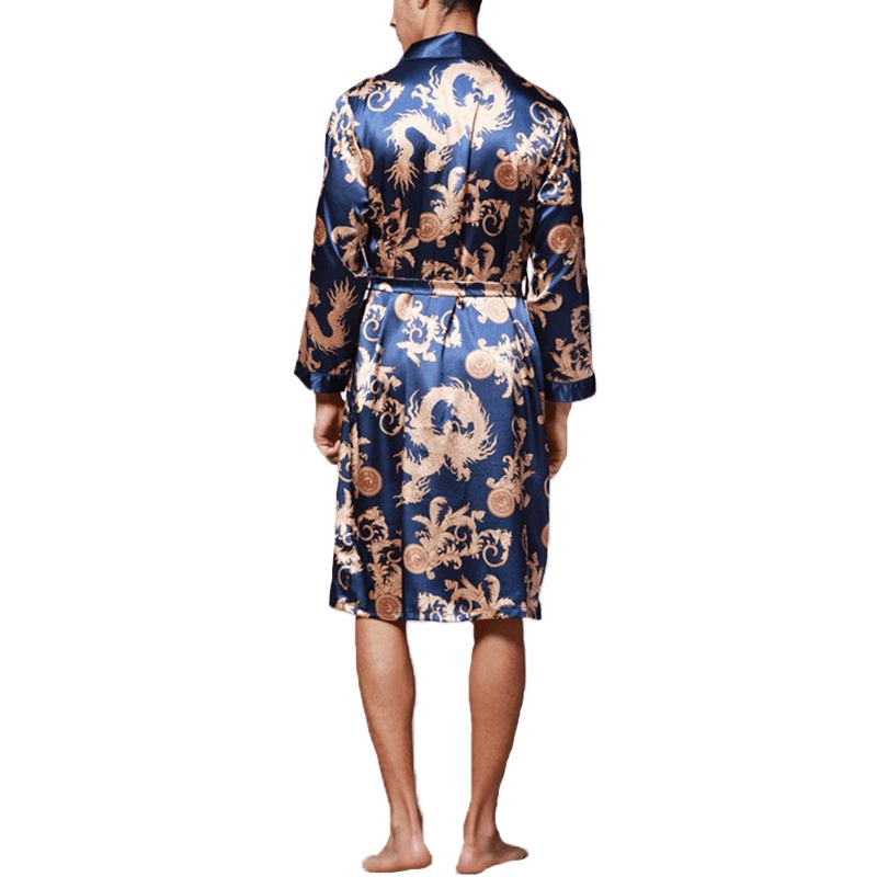 Herre Satin Silke Pyjamas Kimono Badekåpe Morgenkåpe Nattøy Loungewear