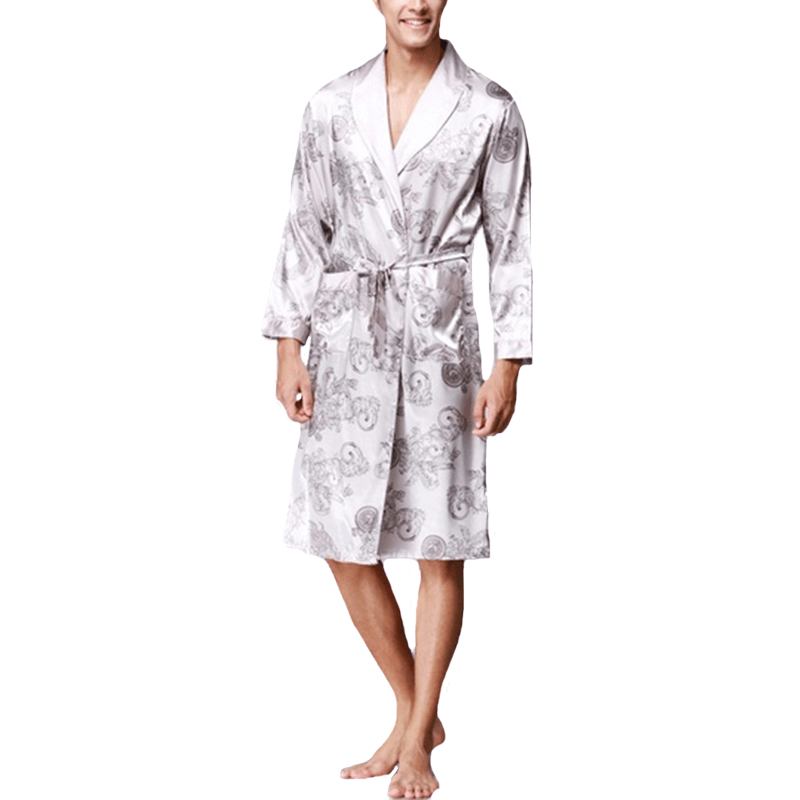 Herre Satin Silke Pyjamas Kimono Badekåpe Morgenkåpe Nattøy Loungewear