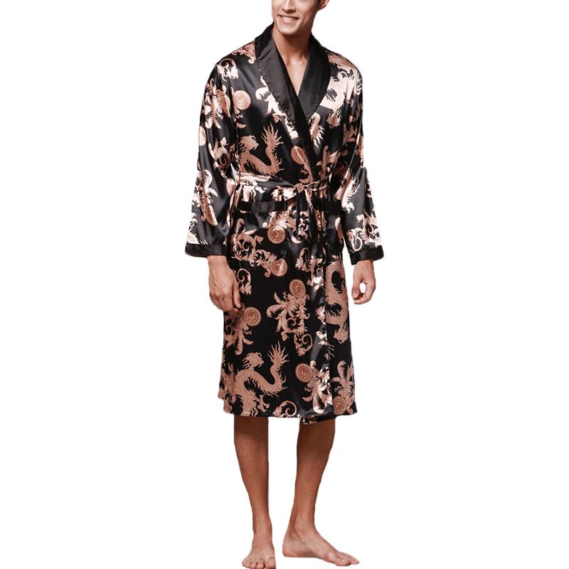 Herre Satin Silke Pyjamas Kimono Badekåpe Morgenkåpe Nattøy Loungewear