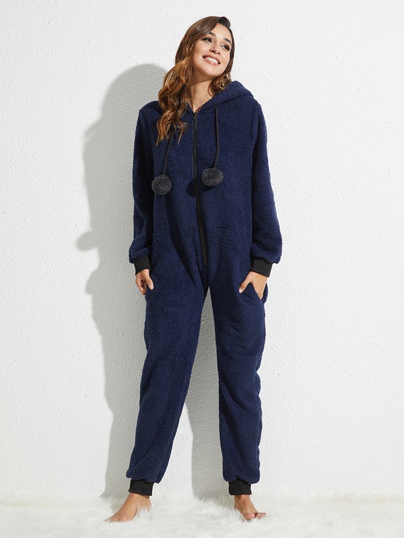 Hettegenser Med Glidelås Langermet Flanell Onesie Jumpsuits Pyjamassett