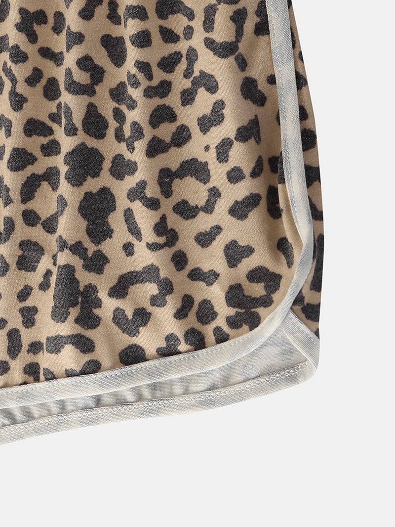 Kvinner Leopard Ermeløse Softies Rund Hals Løs Pyjamassett