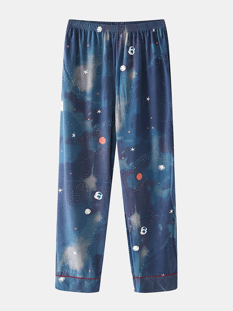 Kvinner Stjernehimmel Med Trykk Søt Pullover Løs Elastisk Midje Tegneserie Hjem Pyjamas Sett