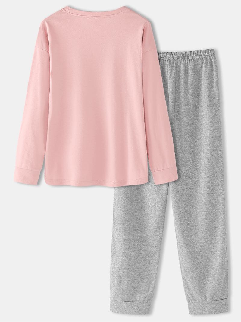 Kvinner Tegneserietrykk Rosa Pullover Elastisk Midjelomme Hjem Fritids Pyjamas