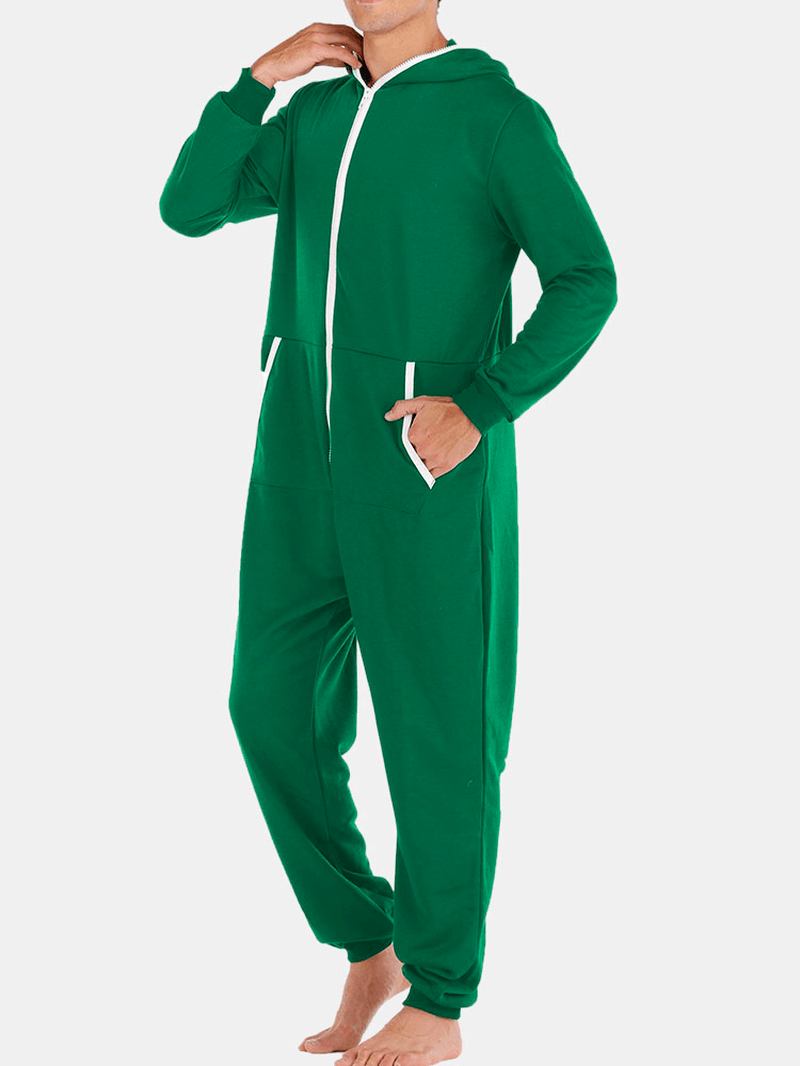 Menn Fritids Onesies Jumpsuit Hette Loungewear Løs Pyjamas