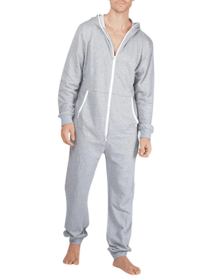 Menn Fritids Onesies Jumpsuit Hette Loungewear Løs Pyjamas