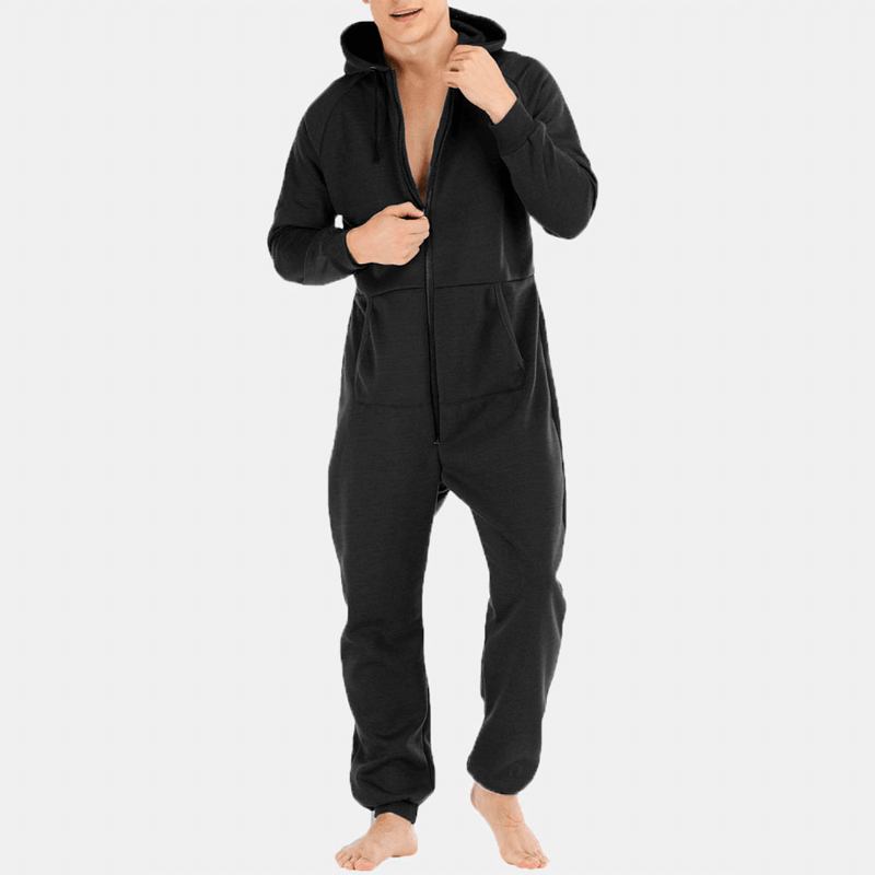 Menn Mulit Pockets Thicken Loungewear Zip Down Jumpsuit Vanlig Hettepyjamas