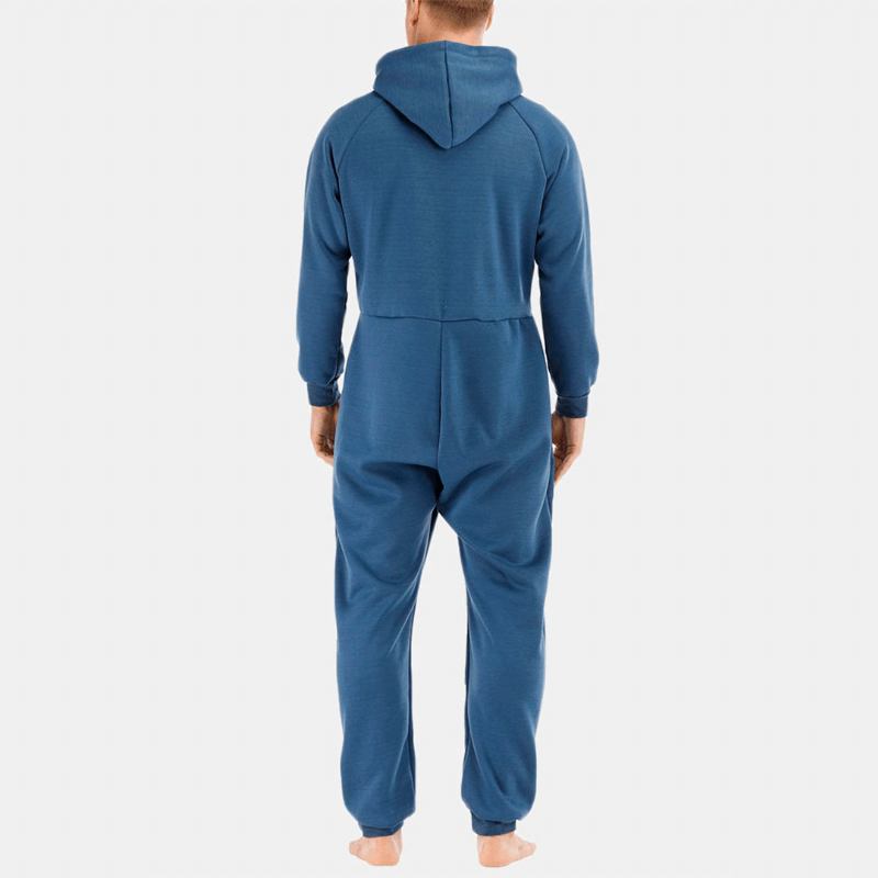 Menn Mulit Pockets Thicken Loungewear Zip Down Jumpsuit Vanlig Hettepyjamas