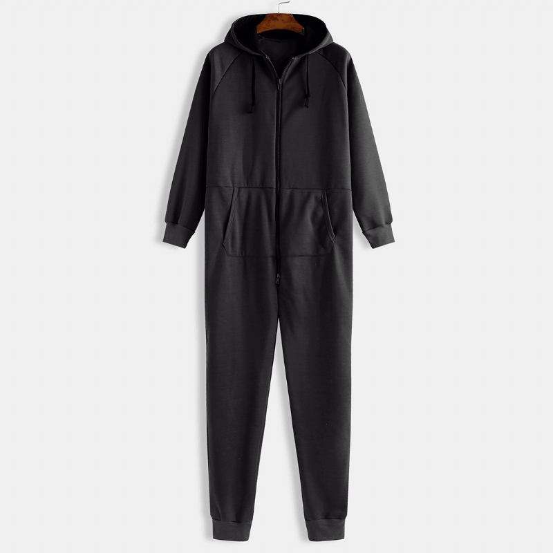 Menn Mulit Pockets Thicken Loungewear Zip Down Jumpsuit Vanlig Hettepyjamas