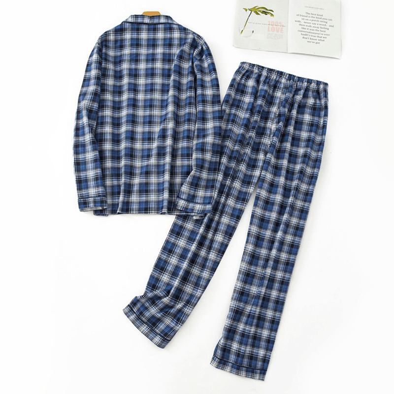 Plaid Bomull Varm Pyjamas Sett