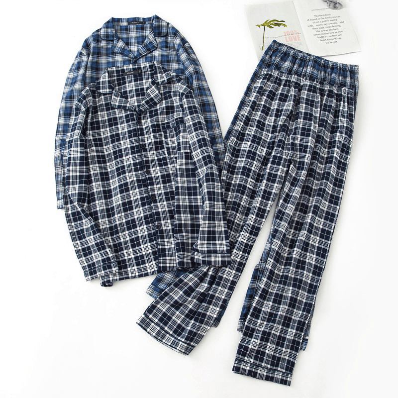 Plaid Bomull Varm Pyjamas Sett