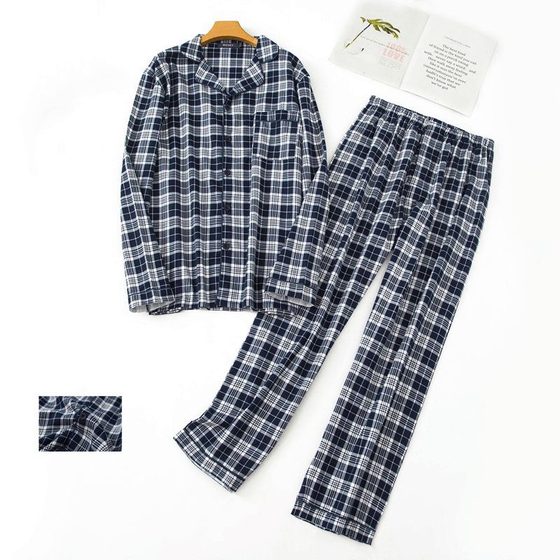 Plaid Bomull Varm Pyjamas Sett