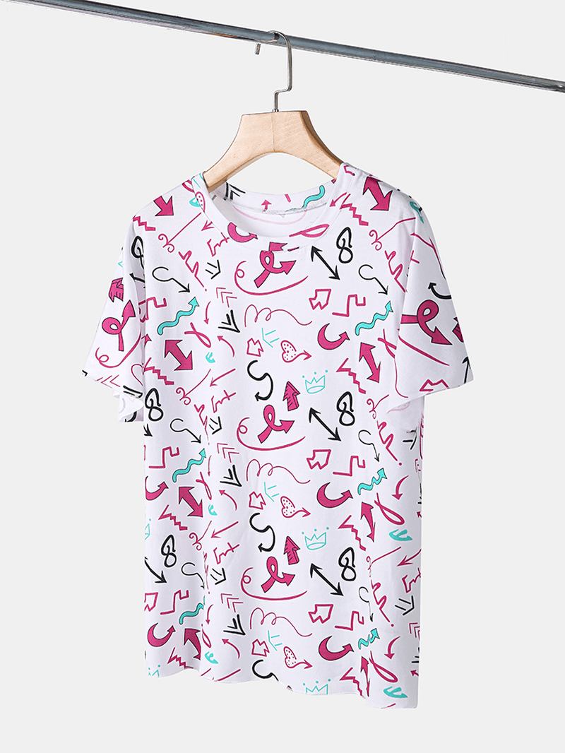 Plus Size Dame Graffiti Med Trykk Kortermet Snøring Fritids Pyjamas Set