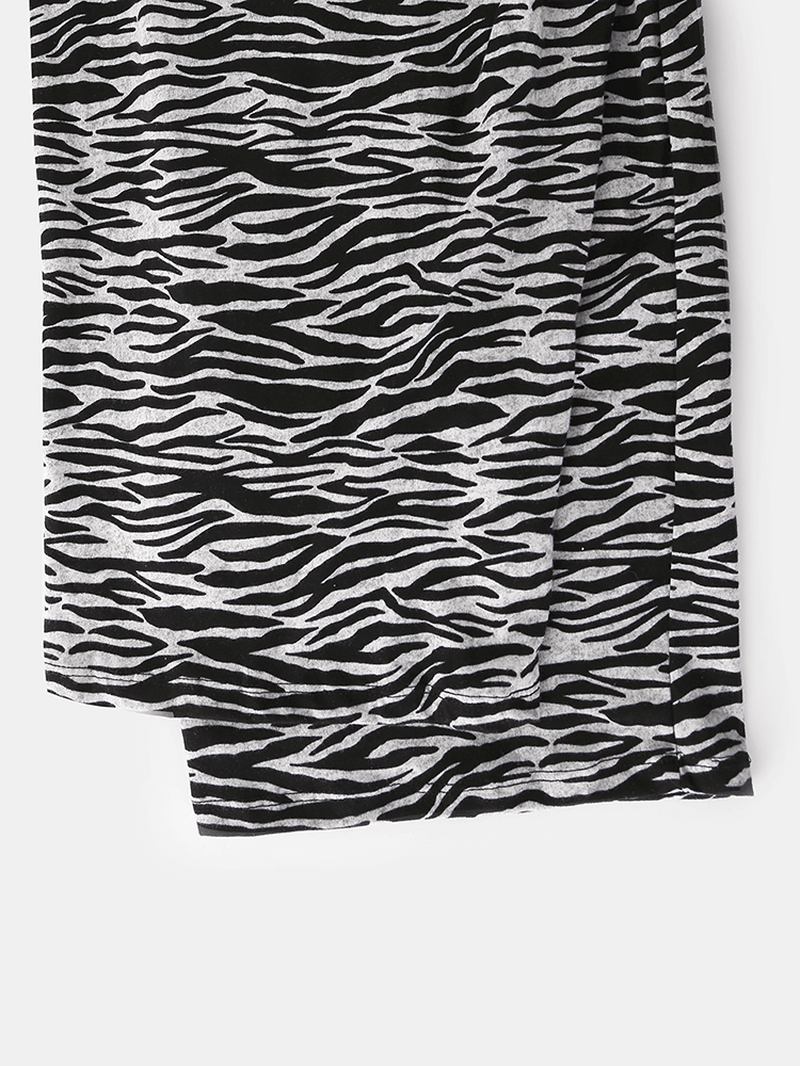 Plus Size Kvinner Hjem Bomull Zebra Med Trykk V-hals Kortermet Pyjamas Set