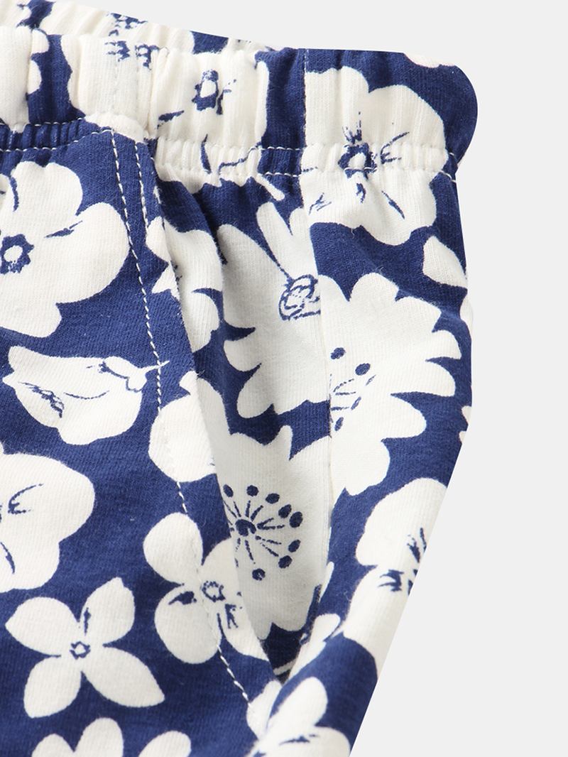 Pluss Størrelse Kvinner Blomsterprint Revere Krage Brystlomme Kortermet Hjemme Pyjamas Sett