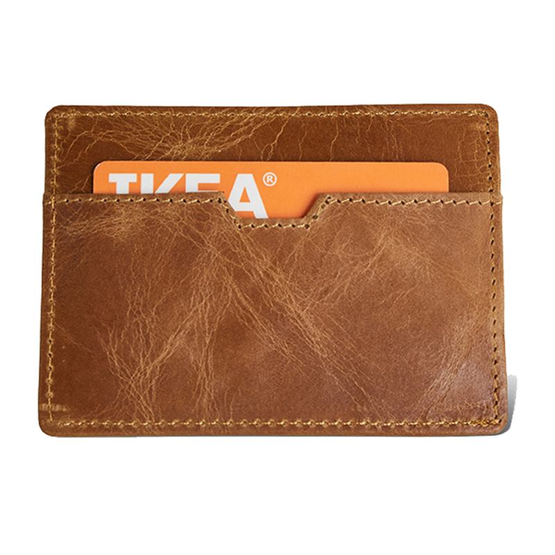 Blocking Anti Theft Menn Ekte Skinn Kortholder Retro Fritids Document Wallet