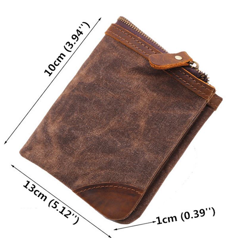 Canvas Vintage Lommebok Bifold 8 Card Slot Myntpung For Menn