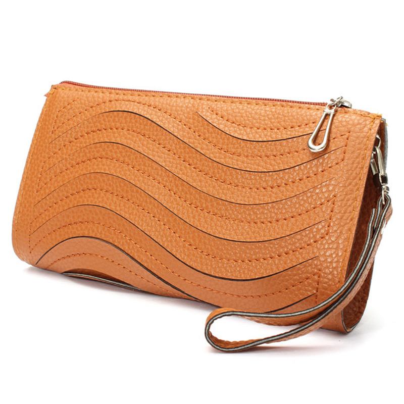 Dame Pu Håndveske Wave Single Shoulder Cross Body Veske Håndledd Clutch Lommebok