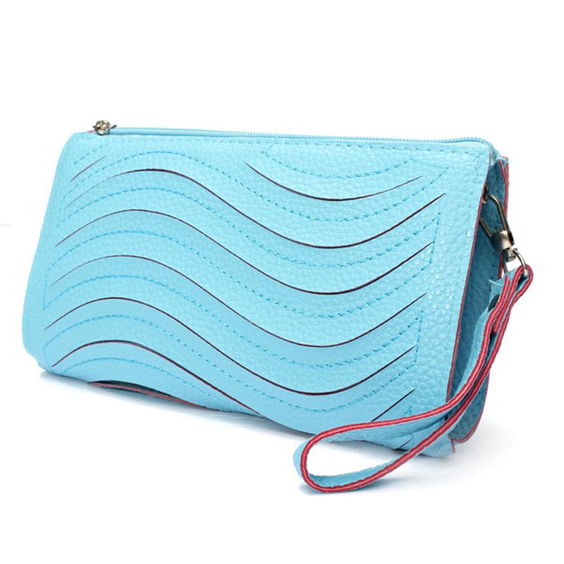 Dame Pu Håndveske Wave Single Shoulder Cross Body Veske Håndledd Clutch Lommebok