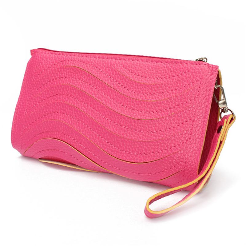 Dame Pu Håndveske Wave Single Shoulder Cross Body Veske Håndledd Clutch Lommebok