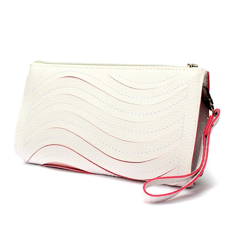 Dame Pu Håndveske Wave Single Shoulder Cross Body Veske Håndledd Clutch Lommebok