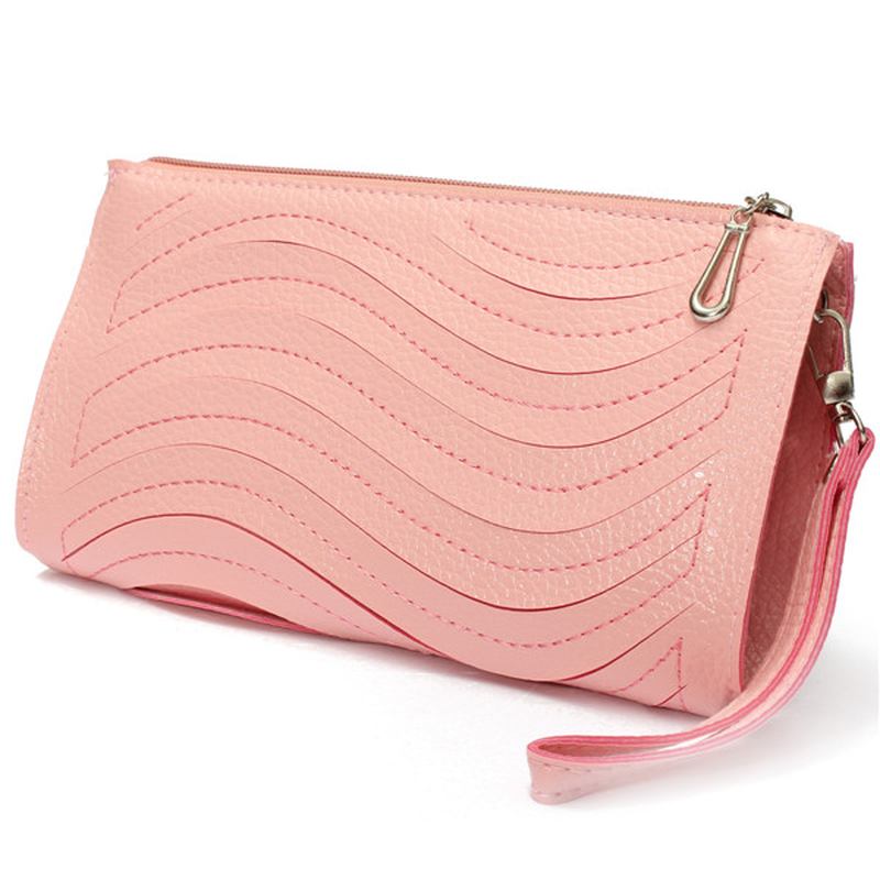 Dame Pu Håndveske Wave Single Shoulder Cross Body Veske Håndledd Clutch Lommebok