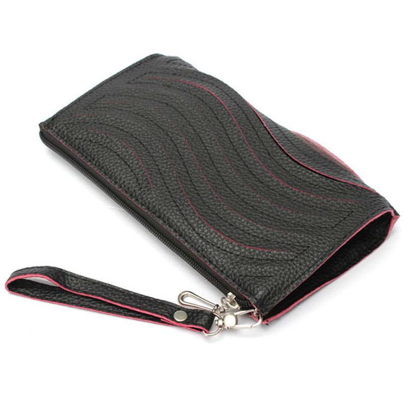 Dame Pu Håndveske Wave Single Shoulder Cross Body Veske Håndledd Clutch Lommebok